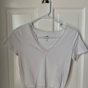 Hollister Women's White V-Neck Top